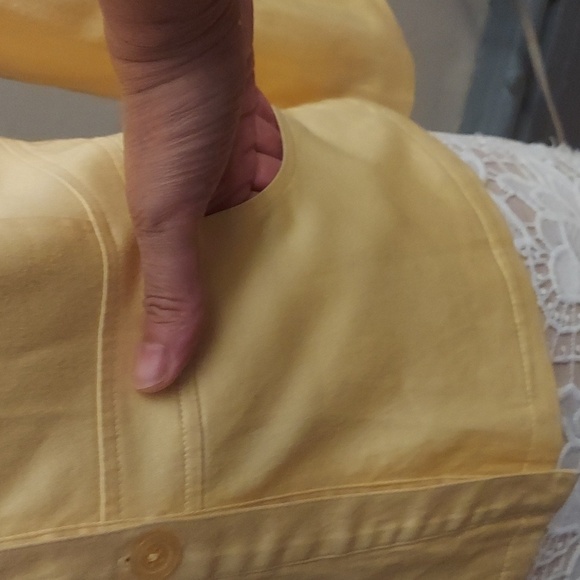 DIALOGUE Yellow Lined Button Down Long Sleeve Blazer Jacket - Picture 4 of 11